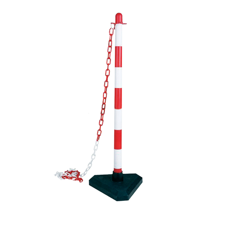 Stalp de delimitare PVC alb/rosu