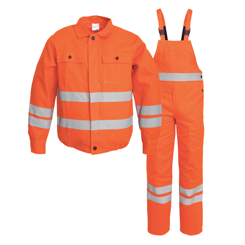 Costum salopeta cu pieptar cu benzi reflectorizante FILIP